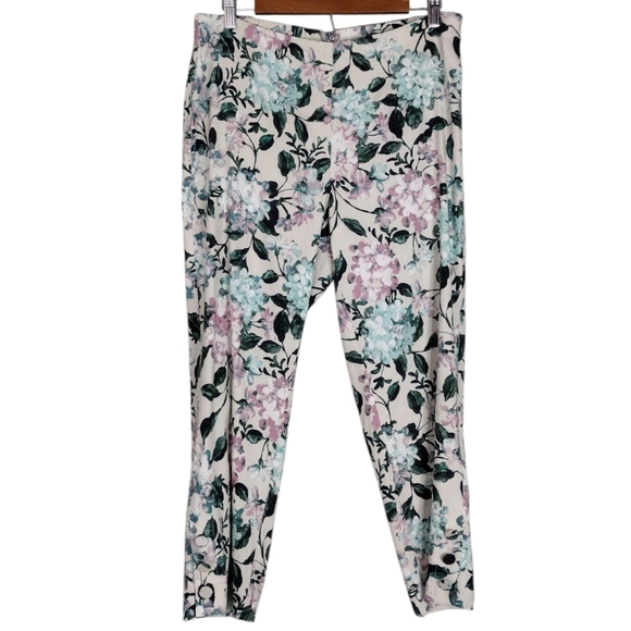 NWT J. Jill Women's Linen Blend Stretch Floral Print Casual Ankle Pant Sz Mp - Picture 1 of 16